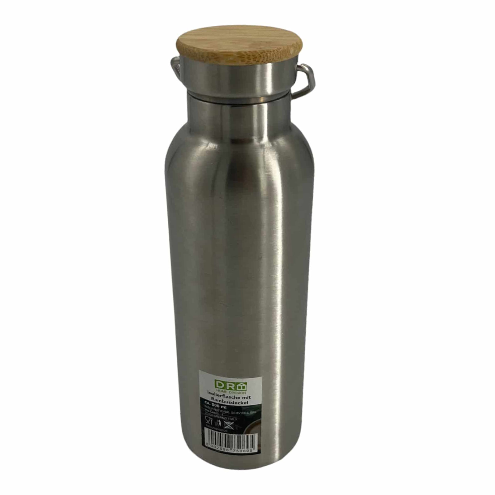 Isolierflasche Edelstahl mit Bambusdeckel ca.500ml