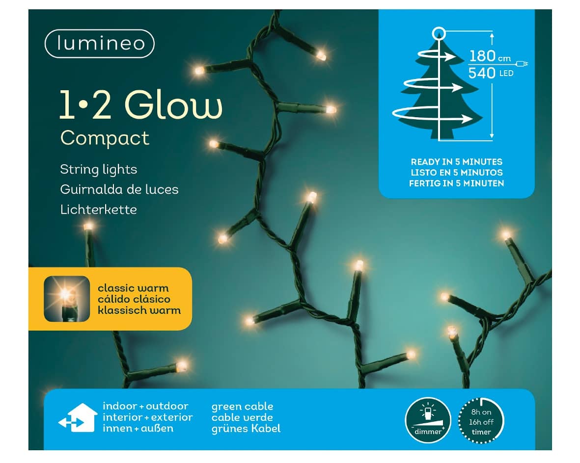 540 LED 1-2-Glow Compact Lichterkette - klassisch warmweiß