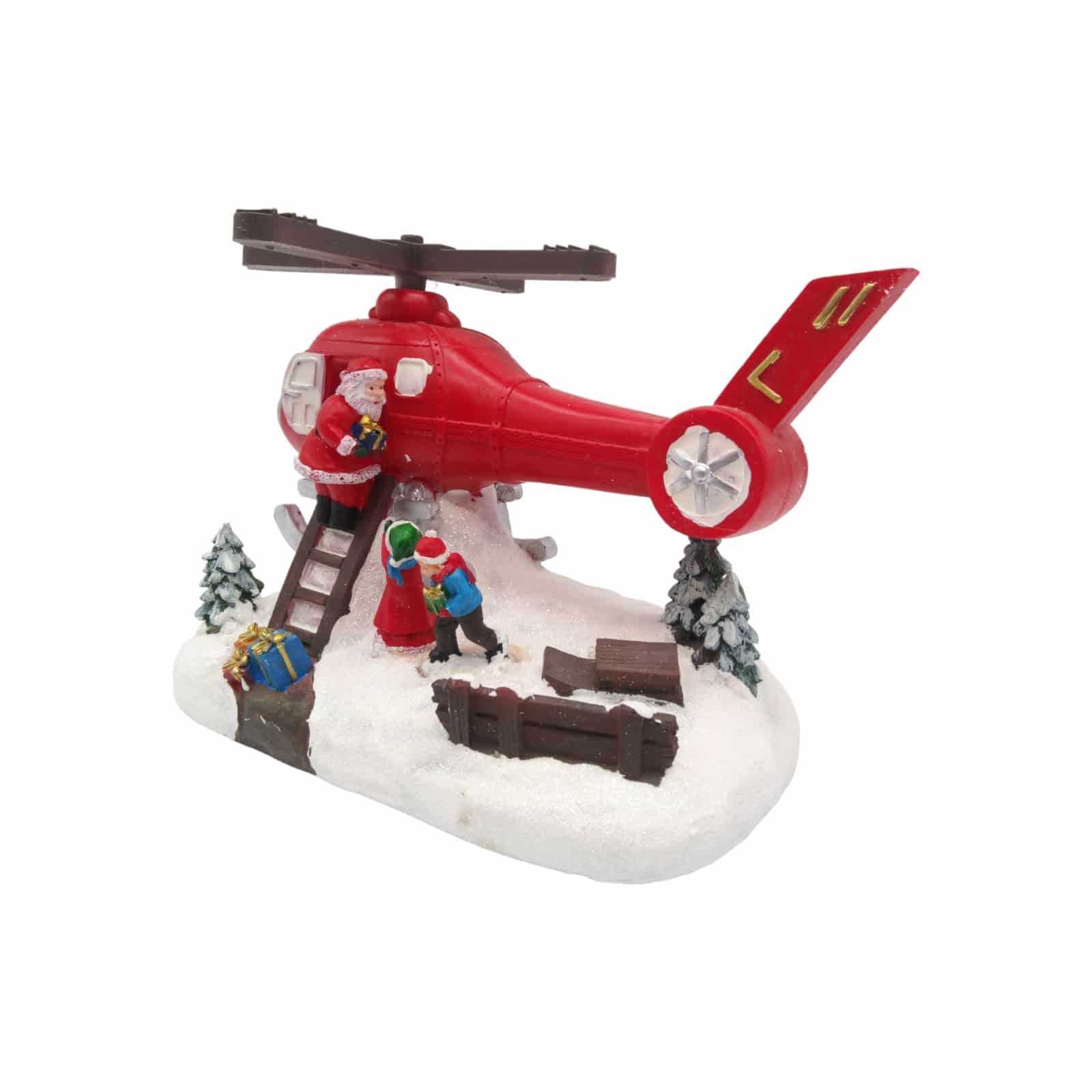 LED-Weihnachtsszene "Santa mit Helikopter"