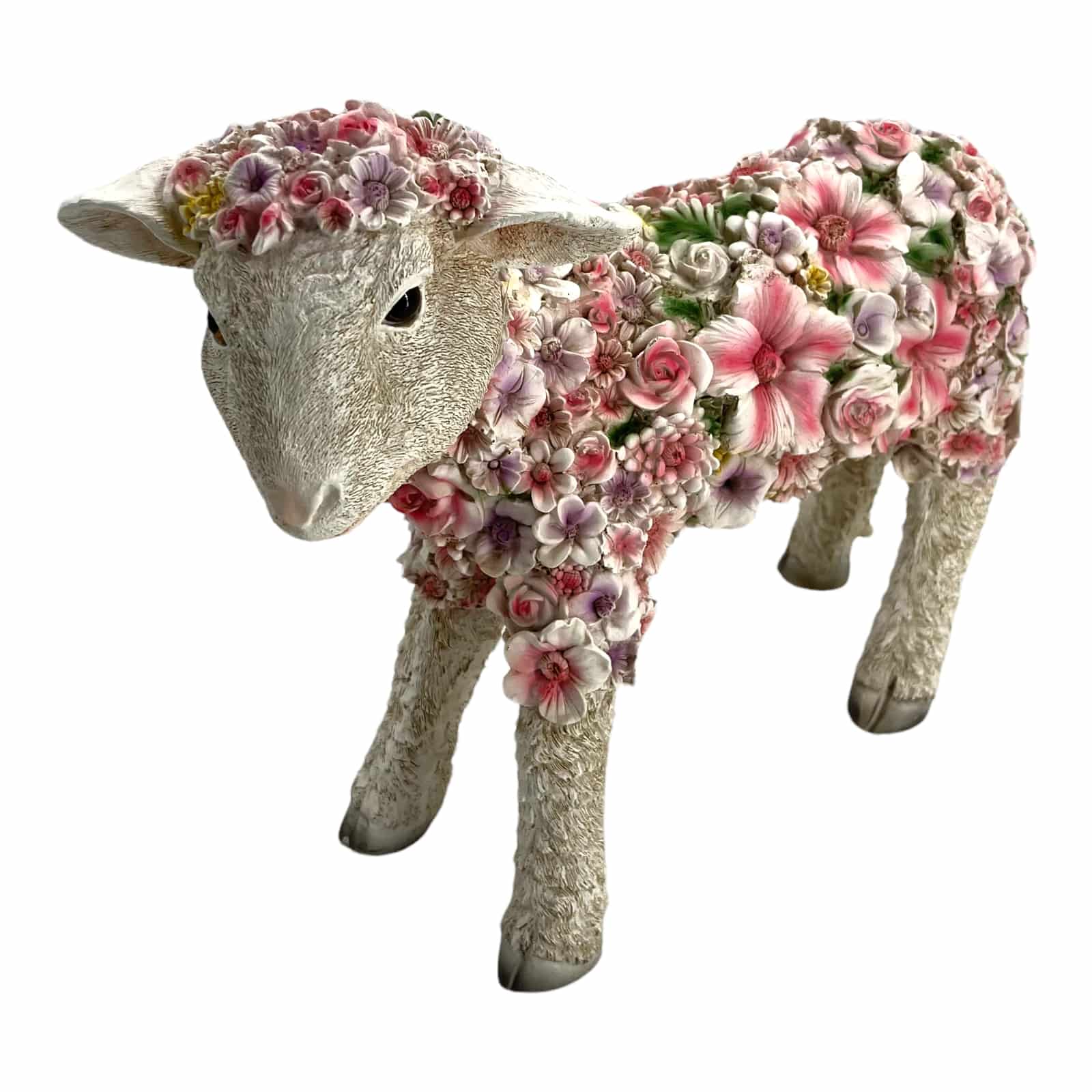 Schaf im Blumenkleid, stehend