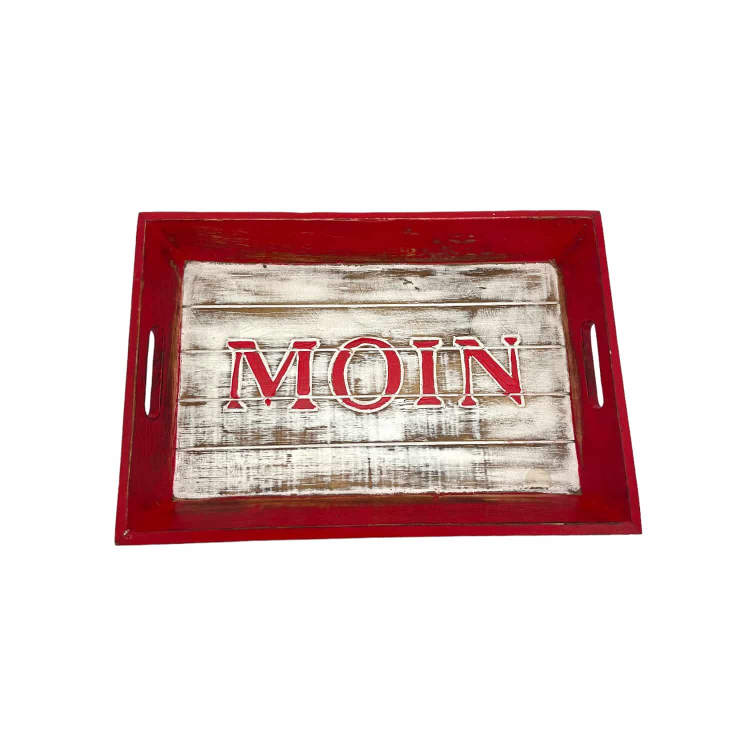 Tablett "Moin" rot/weiß