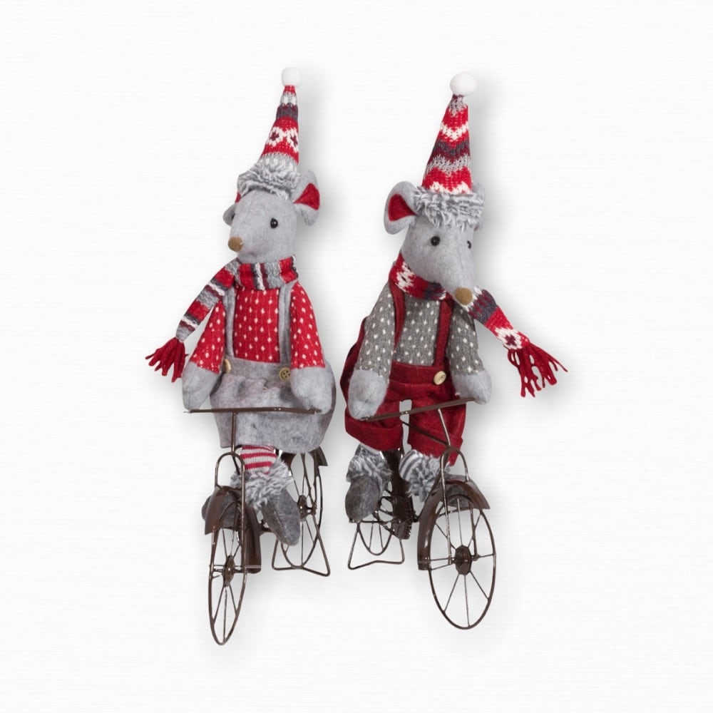 Weihnachtsfigur "Maus auf Fahrrad"