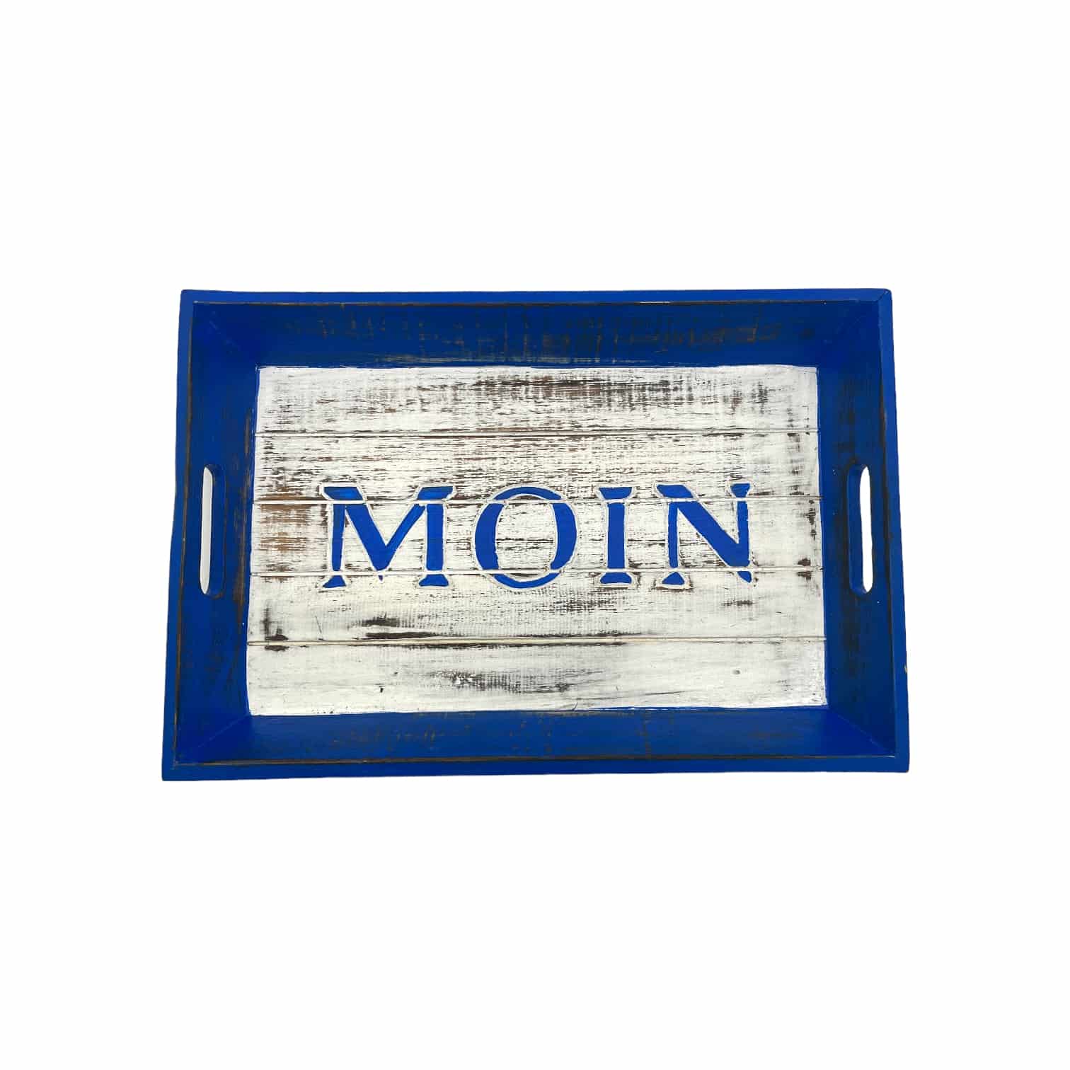 Tablett "Moin" blau/weiß