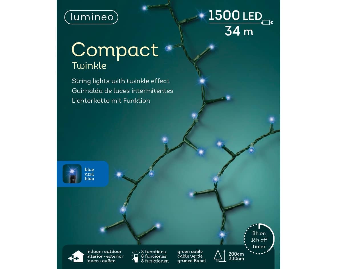 1500 LED Compact Twinkle Lichterkette - blau