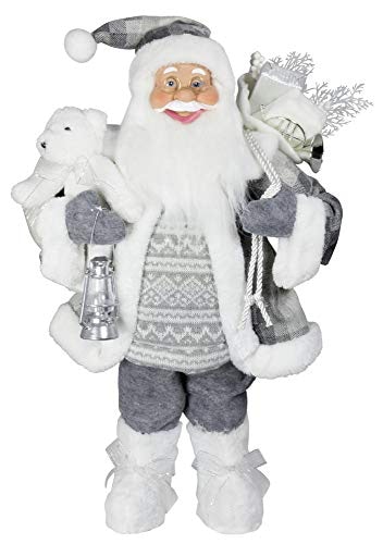 Weihnachtsmann "Silas" - weiß/grauer Anzug - 60 cm - 39086