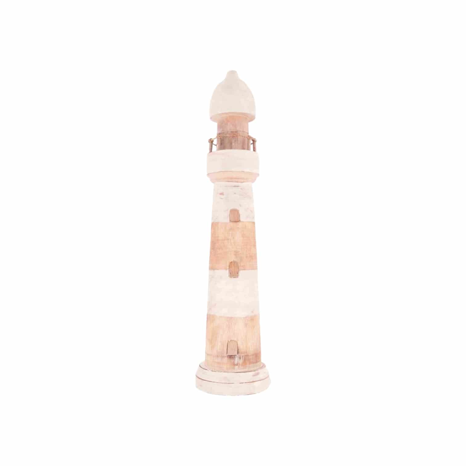 Holz-Leuchtturm weiß/natur